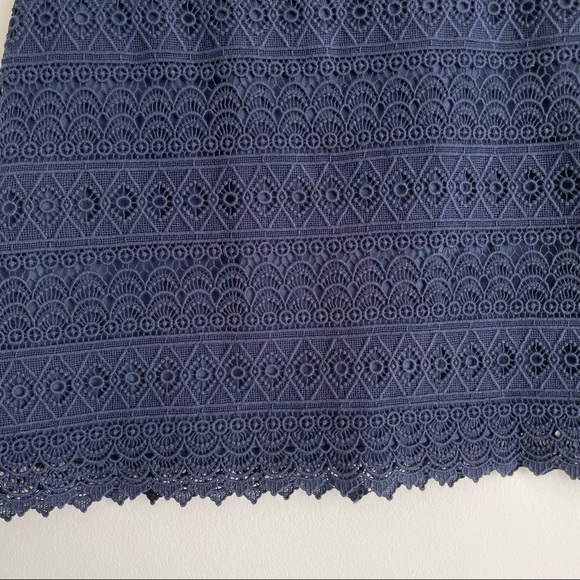 Ann Taylor LOFT Crochet Lace A-Line Skirt Navy NWT - Picture 3 of 7